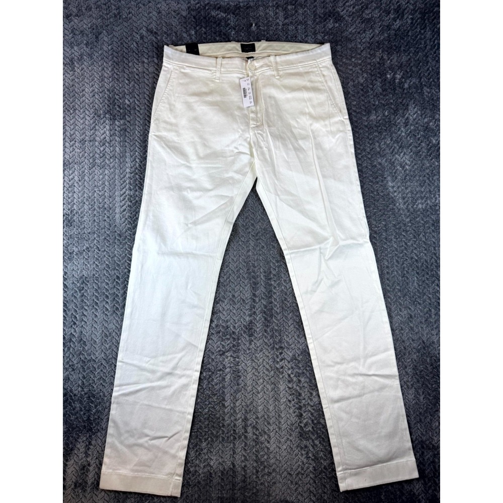 J Crew Chino Pants Mens 32x32 White Twill Logo Cotton Stretch Straight Leg